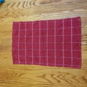 Red and white hand towel